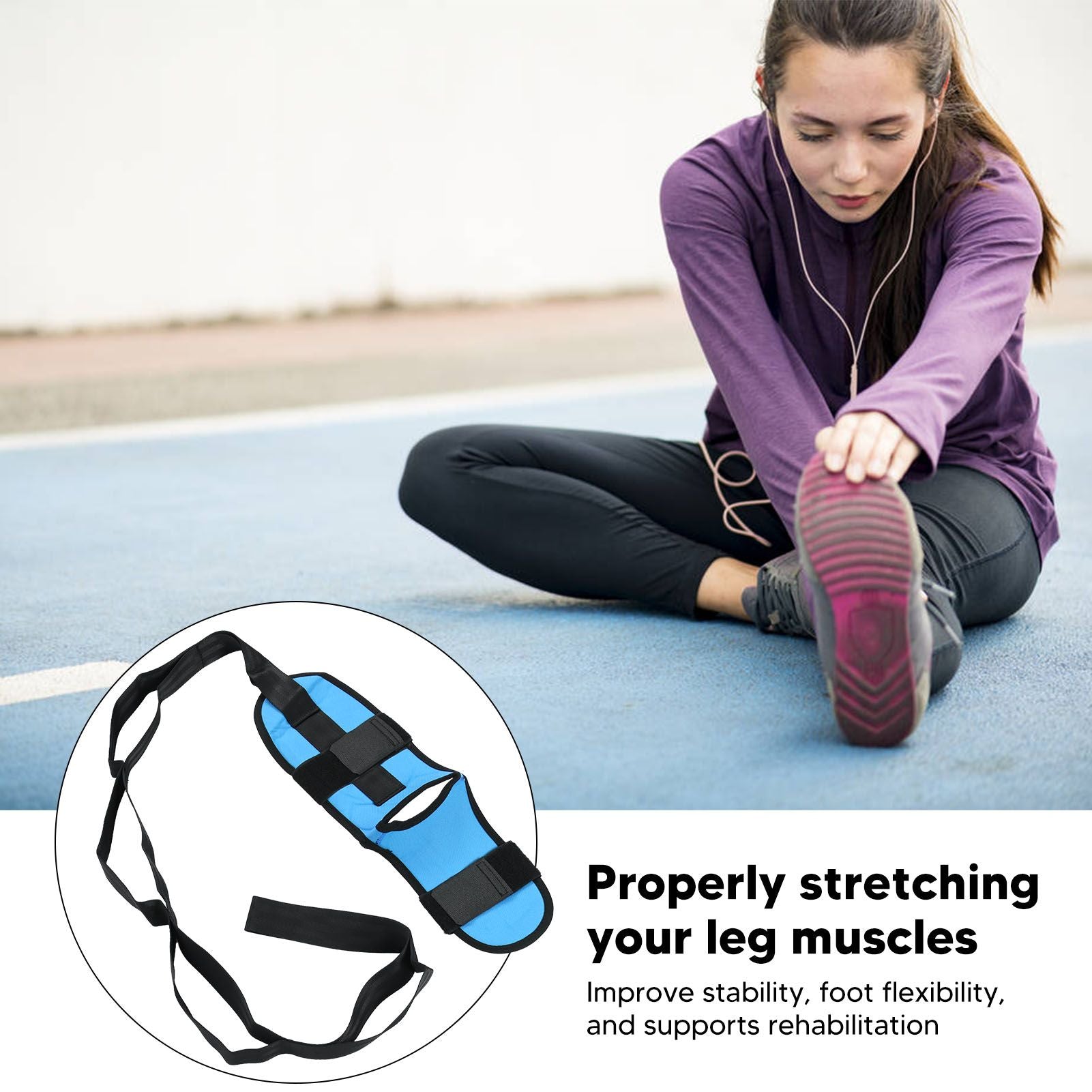 Leg Stretching Strap Muscle Relaxing High Elasticity Improve Flexibility Rehabilitation Foot Stretch Strap V1294-YM0521-3117230022512