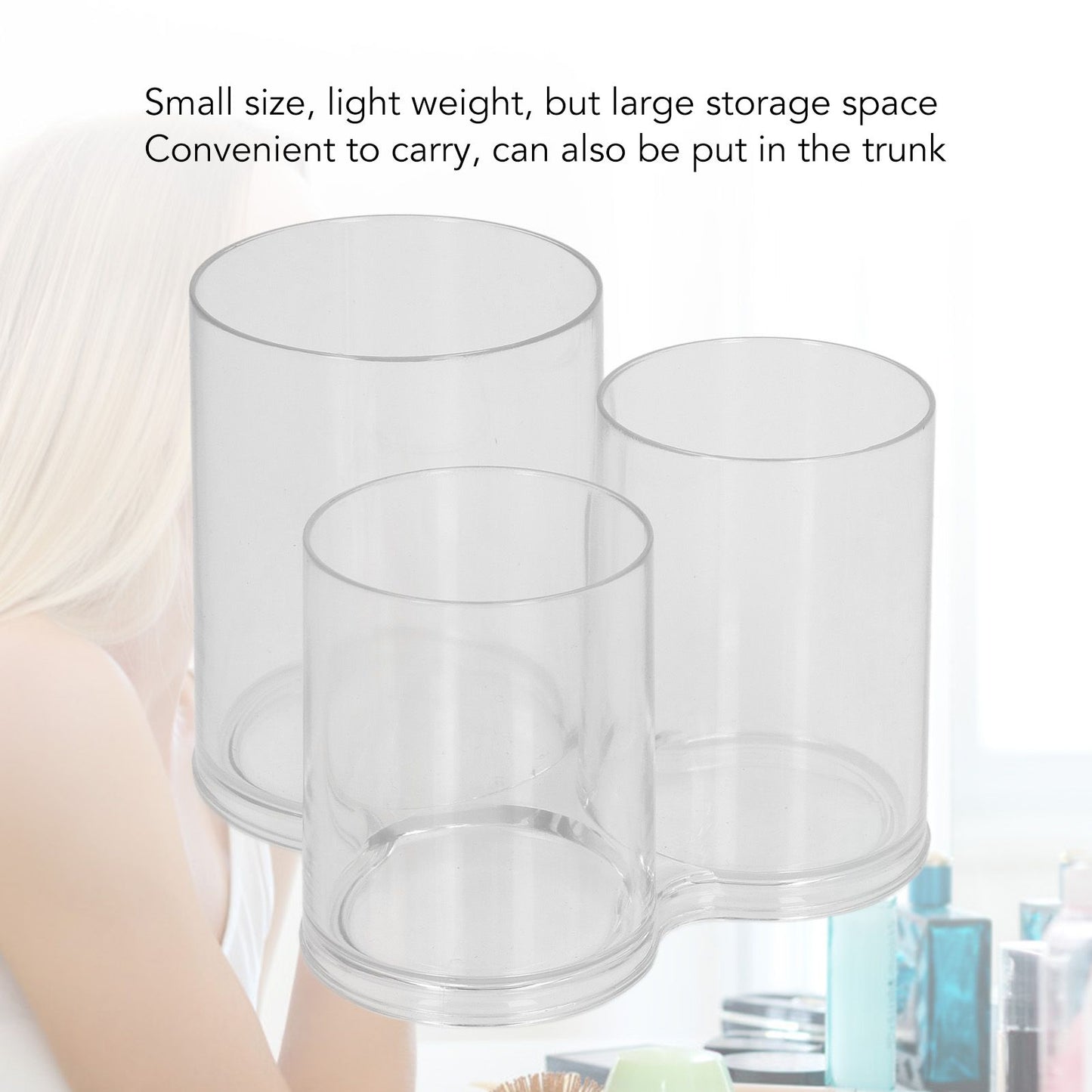 Clear Round Plastic Makeup Container Transparent Cylinder Makeup Brush Holder Organizer V1294-YM0521-3117230023211