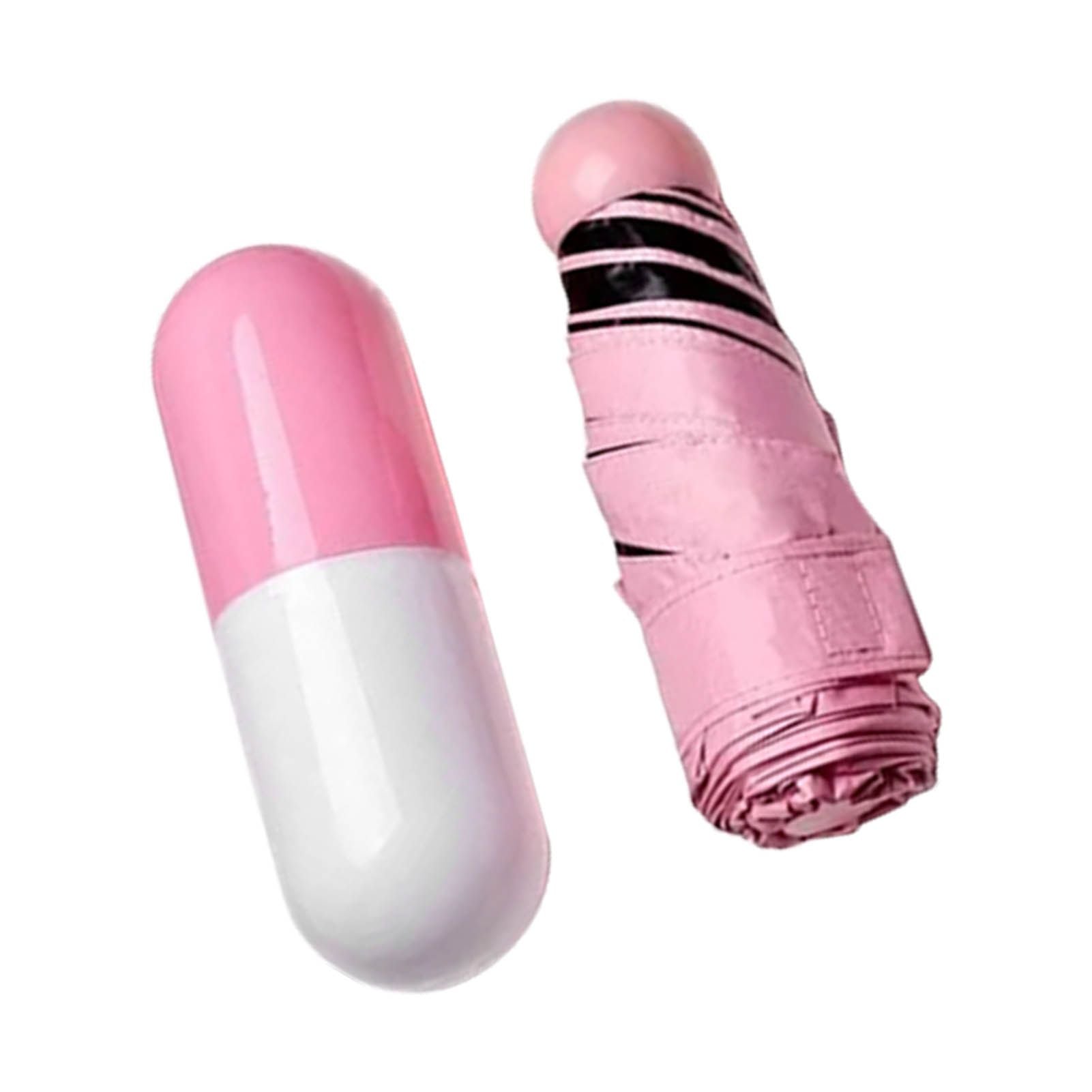 Pocket Umbrella Mini Compact Foldable Umbrella Pink for Sunny and Rainny Days 6 Umbrella Ribs V1294-YM0521-3117230024011