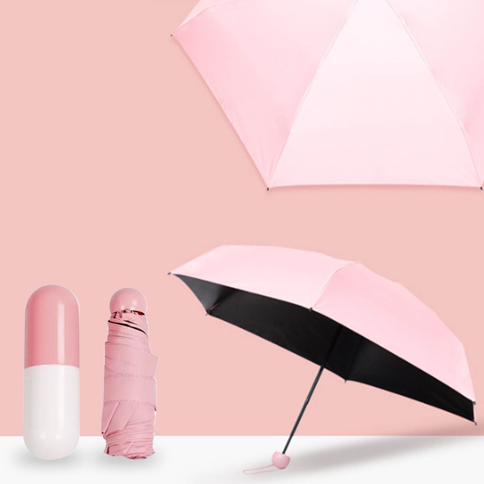 Pocket Umbrella Mini Compact Foldable Umbrella Pink for Sunny and Rainny Days 6 Umbrella Ribs V1294-YM0521-3117230024011