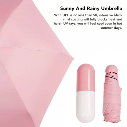 Pocket Umbrella Mini Compact Foldable Umbrella Pink for Sunny and Rainny Days 6 Umbrella Ribs V1294-YM0521-3117230024011