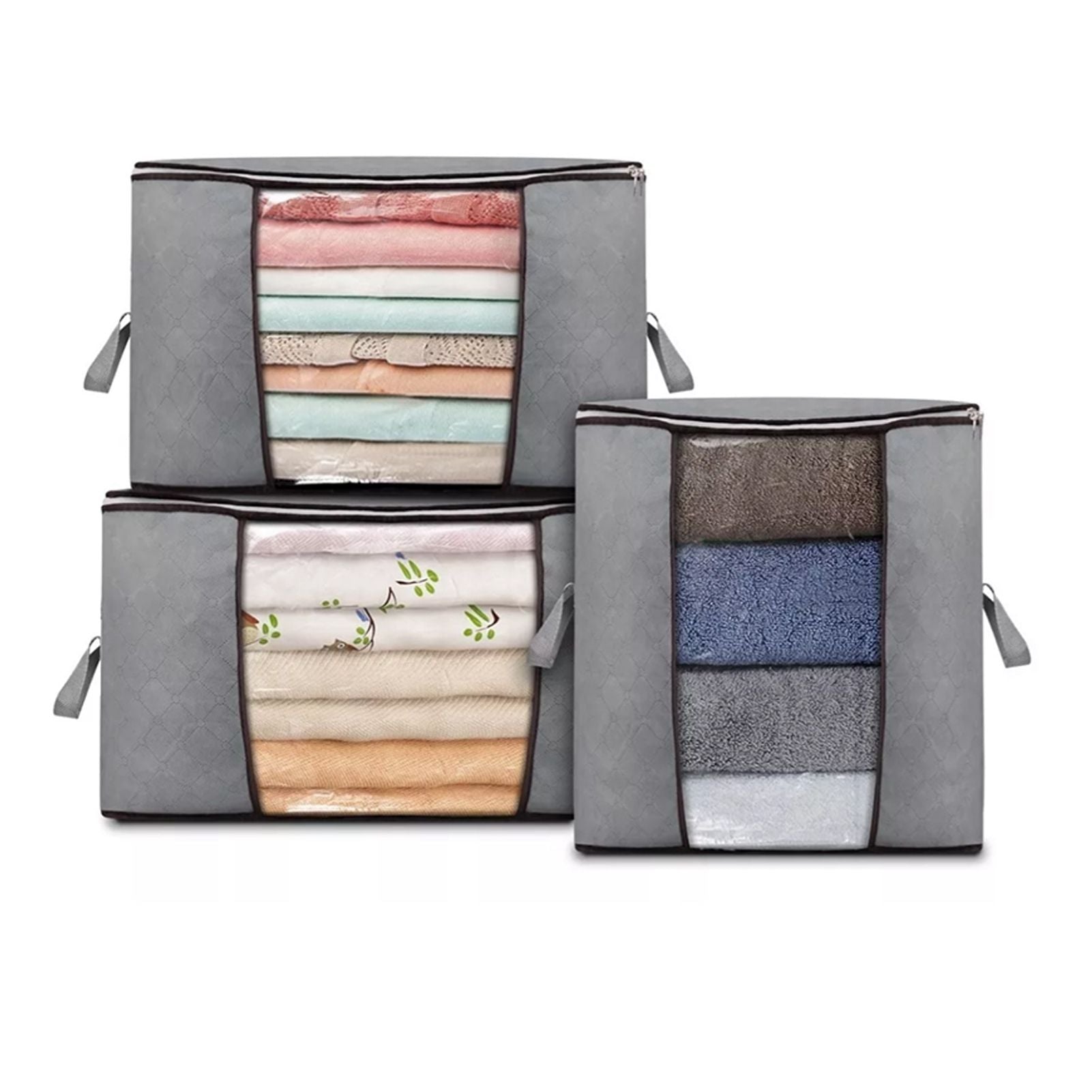 Clothes Storage Bag Large Capacity Foldable Clothing Moving Bag with Front Transparent Window V1294-YM0521-3117230024111