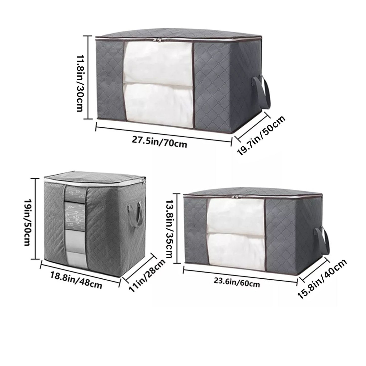Clothes Storage Bag Large Capacity Foldable Clothing Moving Bag with Front Transparent Window V1294-YM0521-3117230024111