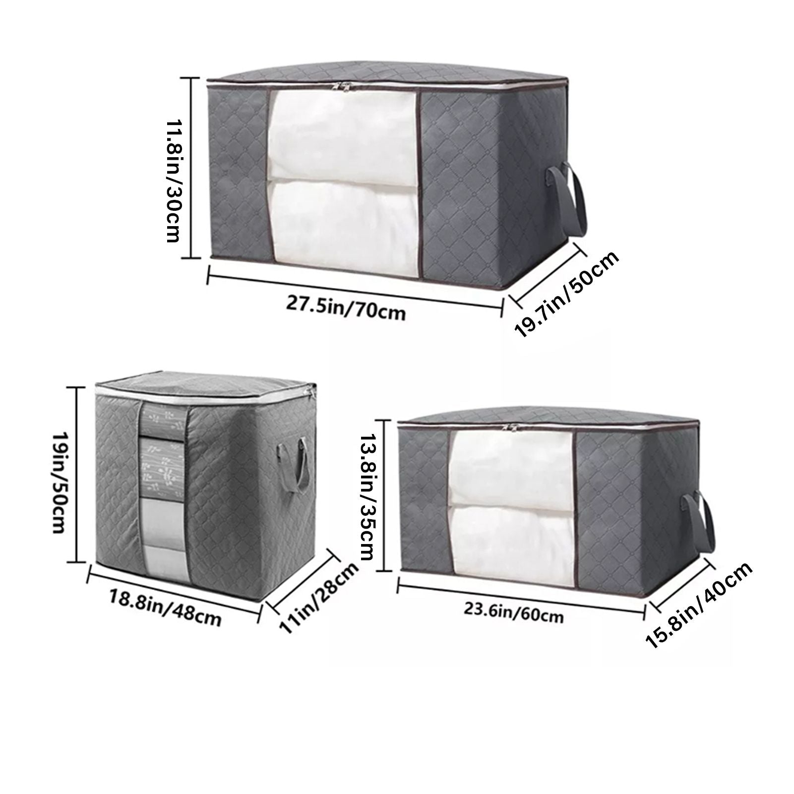 Clothes Storage Bag Large Capacity Foldable Clothing Moving Bag with Front Transparent Window V1294-YM0521-3117230024111