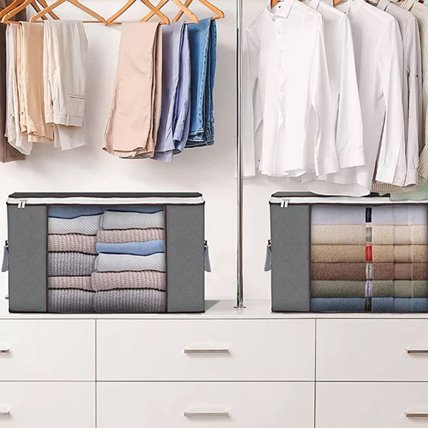 Clothes Storage Bag Large Capacity Foldable Clothing Moving Bag with Front Transparent Window V1294-YM0521-3117230024111