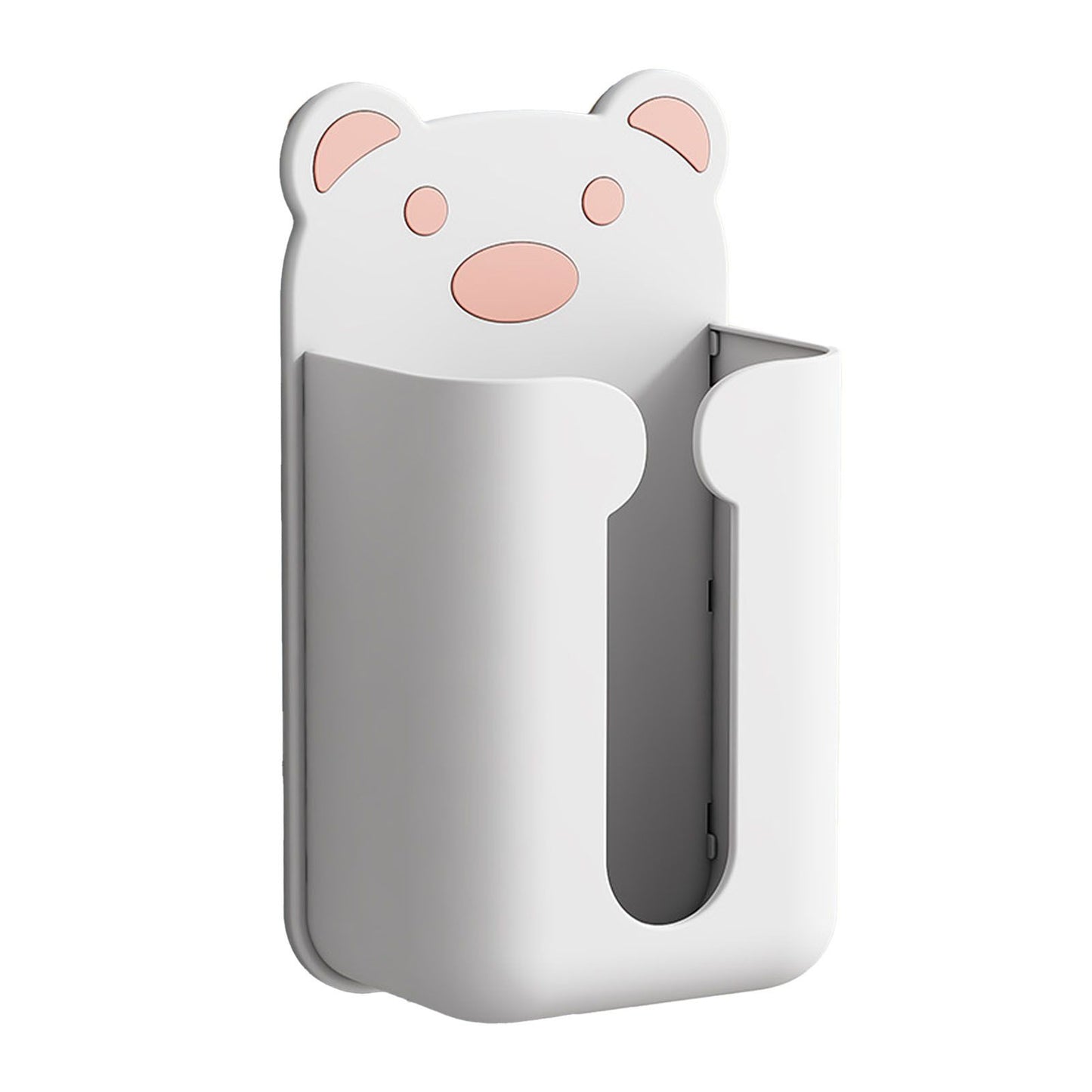 Wall Mounted Tissue Box Punching Free Cute Bear Pattern Plastic Tissue Dispenser for Home Bathroom White Bear V1294-YM0521-3117230024211
