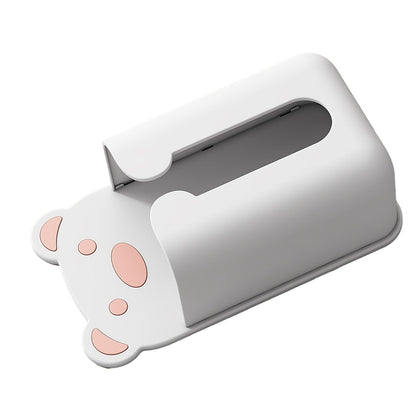 Wall Mounted Tissue Box Punching Free Cute Bear Pattern Plastic Tissue Dispenser for Home Bathroom White Bear V1294-YM0521-3117230024211