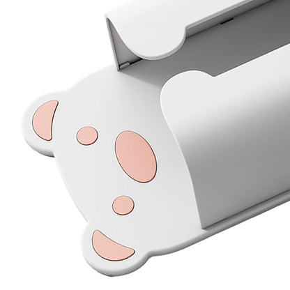 Wall Mounted Tissue Box Punching Free Cute Bear Pattern Plastic Tissue Dispenser for Home Bathroom White Bear V1294-YM0521-3117230024211