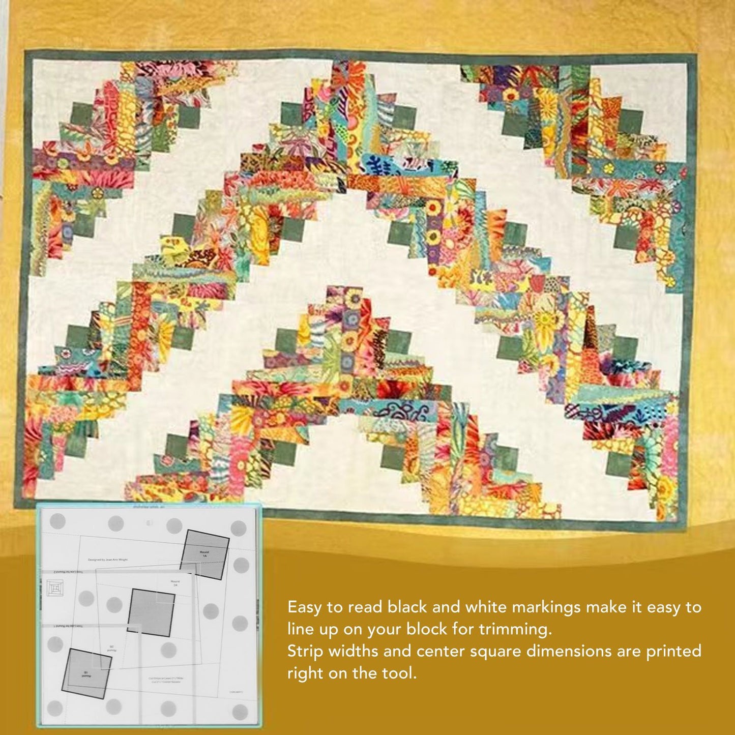 Log Cabin Quilt Ruler Transparent Acrylic Quilting Ruler Log Cabin Trim Tool V1294-YM0521-3117230027312