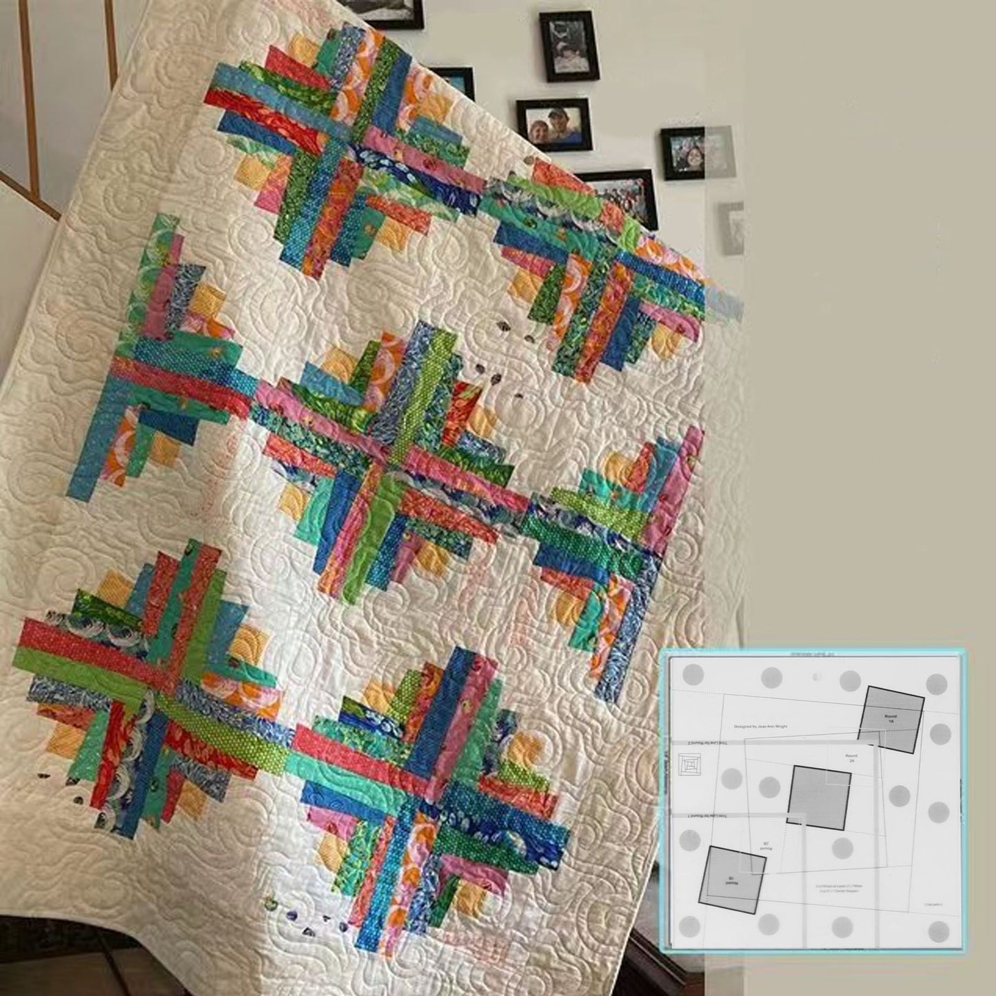 Log Cabin Quilt Ruler Transparent Acrylic Quilting Ruler Log Cabin Trim Tool V1294-YM0521-3117230027312