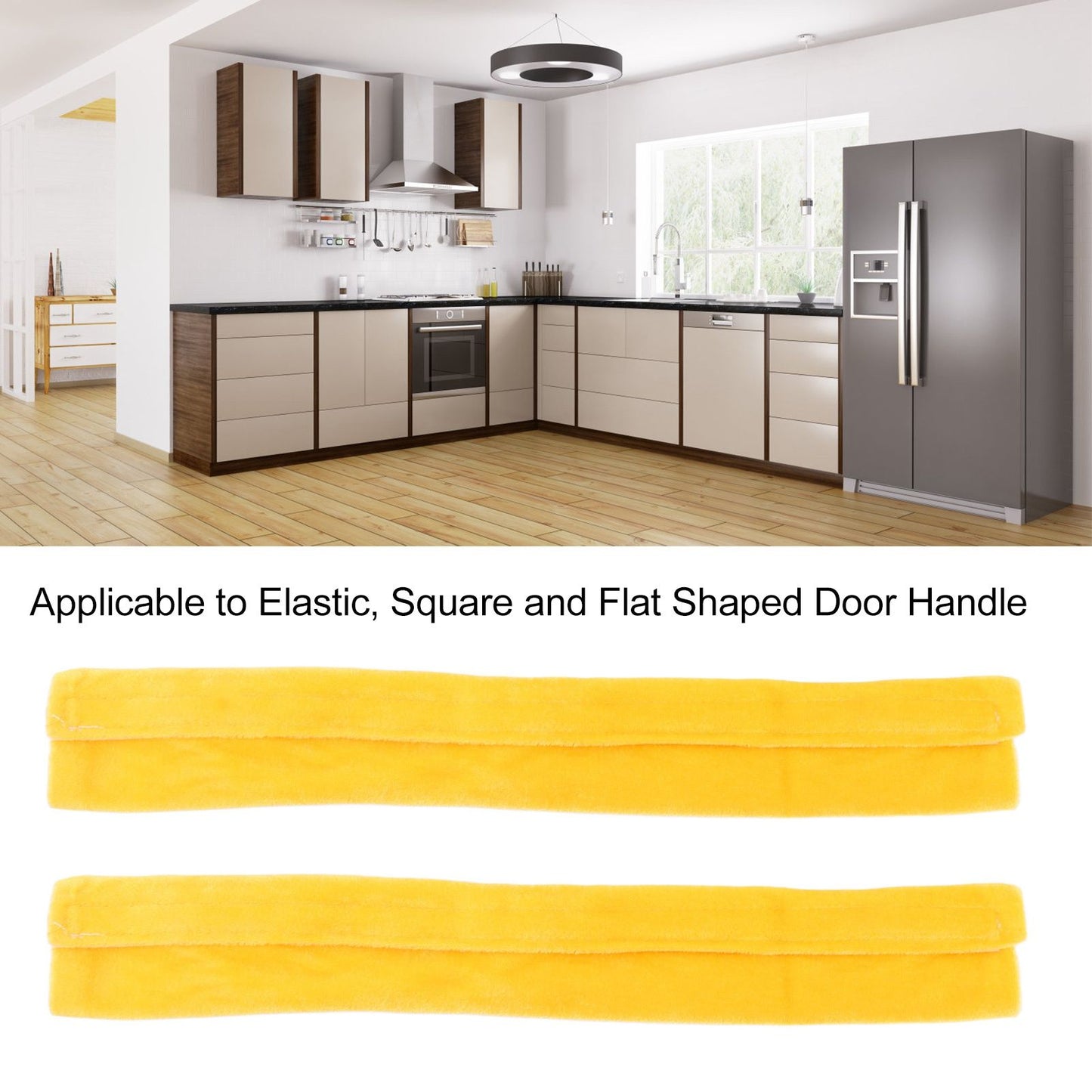 2pcs Refrigerator Door Handle Covers Soft Dustproof Refrigerator Handle Gloves for Kitchen Dining Yellow V1294-YM0521-3117230030911