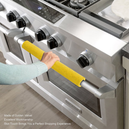 2pcs Refrigerator Door Handle Covers Soft Dustproof Refrigerator Handle Gloves for Kitchen Dining Yellow V1294-YM0521-3117230030911