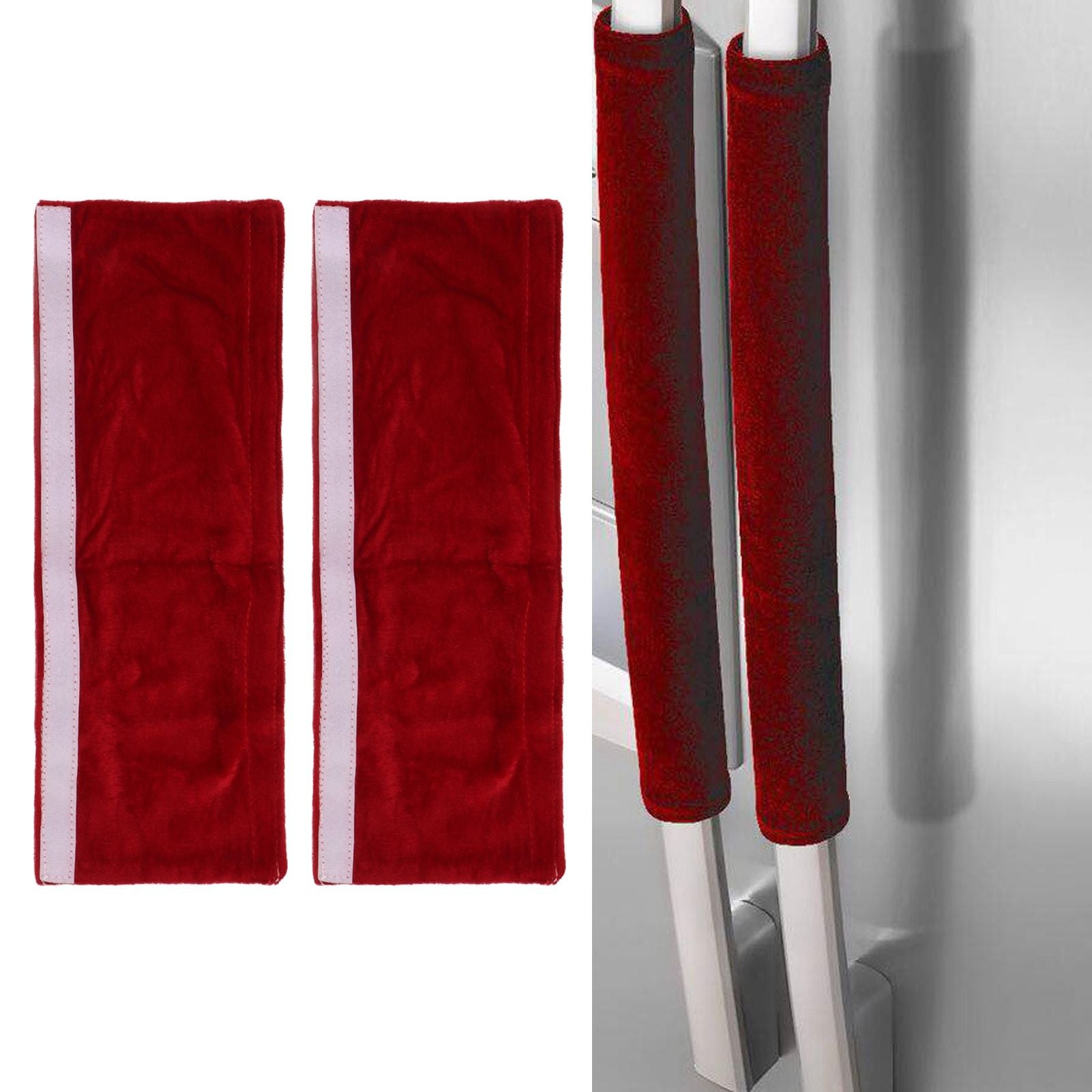 2pcs Refrigerator Door Handle Covers Soft Dustproof Refrigerator Handle Gloves for Kitchen Dining Claret V1294-YM0521-3117230030912