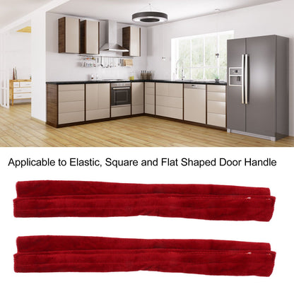 2pcs Refrigerator Door Handle Covers Soft Dustproof Refrigerator Handle Gloves for Kitchen Dining Claret V1294-YM0521-3117230030912