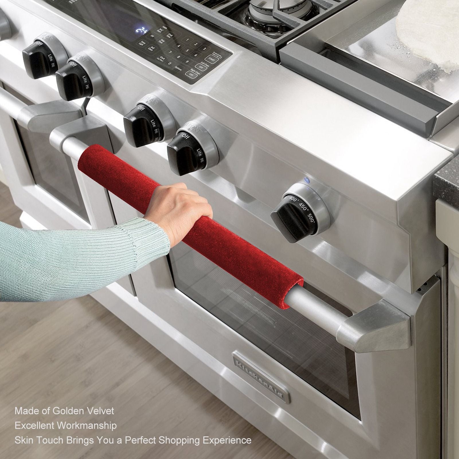 2pcs Refrigerator Door Handle Covers Soft Dustproof Refrigerator Handle Gloves for Kitchen Dining Claret V1294-YM0521-3117230030912