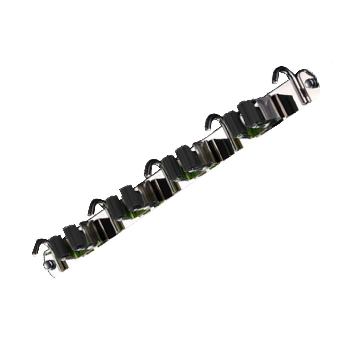 Punch Free Wall Mount Mop Broom Holder 4 Clips 5 Hooks Stainless Steel Mop Broom Holder Black V1294-YM0521-3117230035315