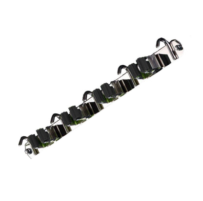 Punch Free Wall Mount Mop Broom Holder 4 Clips 5 Hooks Stainless Steel Mop Broom Holder Black V1294-YM0521-3117230035315