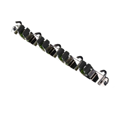 Punch Free Wall Mount Mop Broom Holder 4 Clips 5 Hooks Stainless Steel Mop Broom Holder Black V1294-YM0521-3117230035315