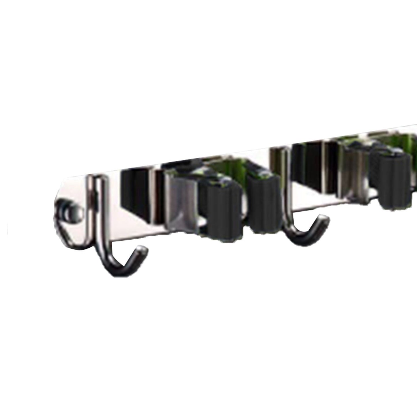 Punch Free Wall Mount Mop Broom Holder 4 Clips 5 Hooks Stainless Steel Mop Broom Holder Black V1294-YM0521-3117230035315