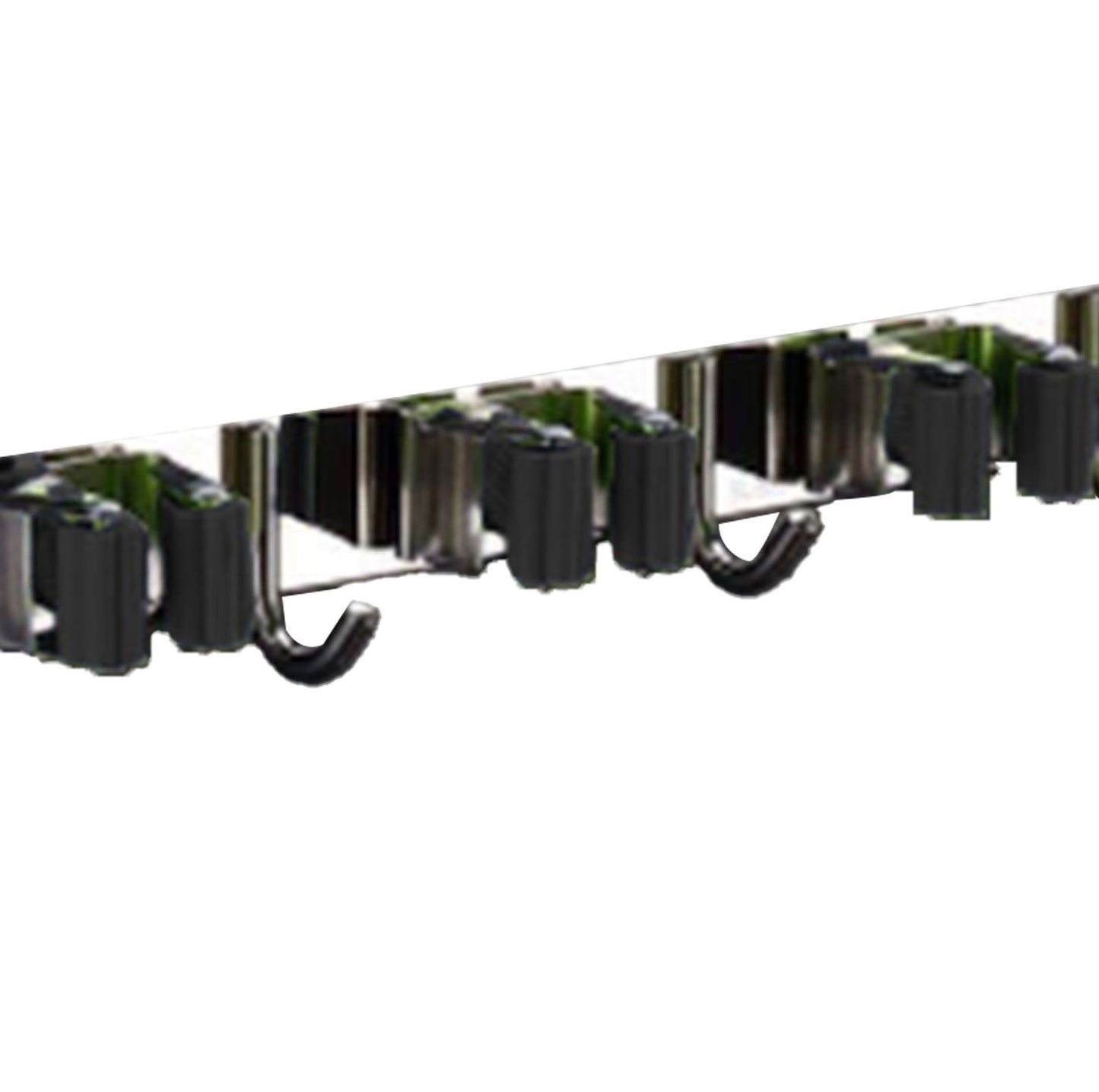 Punch Free Wall Mount Mop Broom Holder 4 Clips 5 Hooks Stainless Steel Mop Broom Holder Black V1294-YM0521-3117230035315