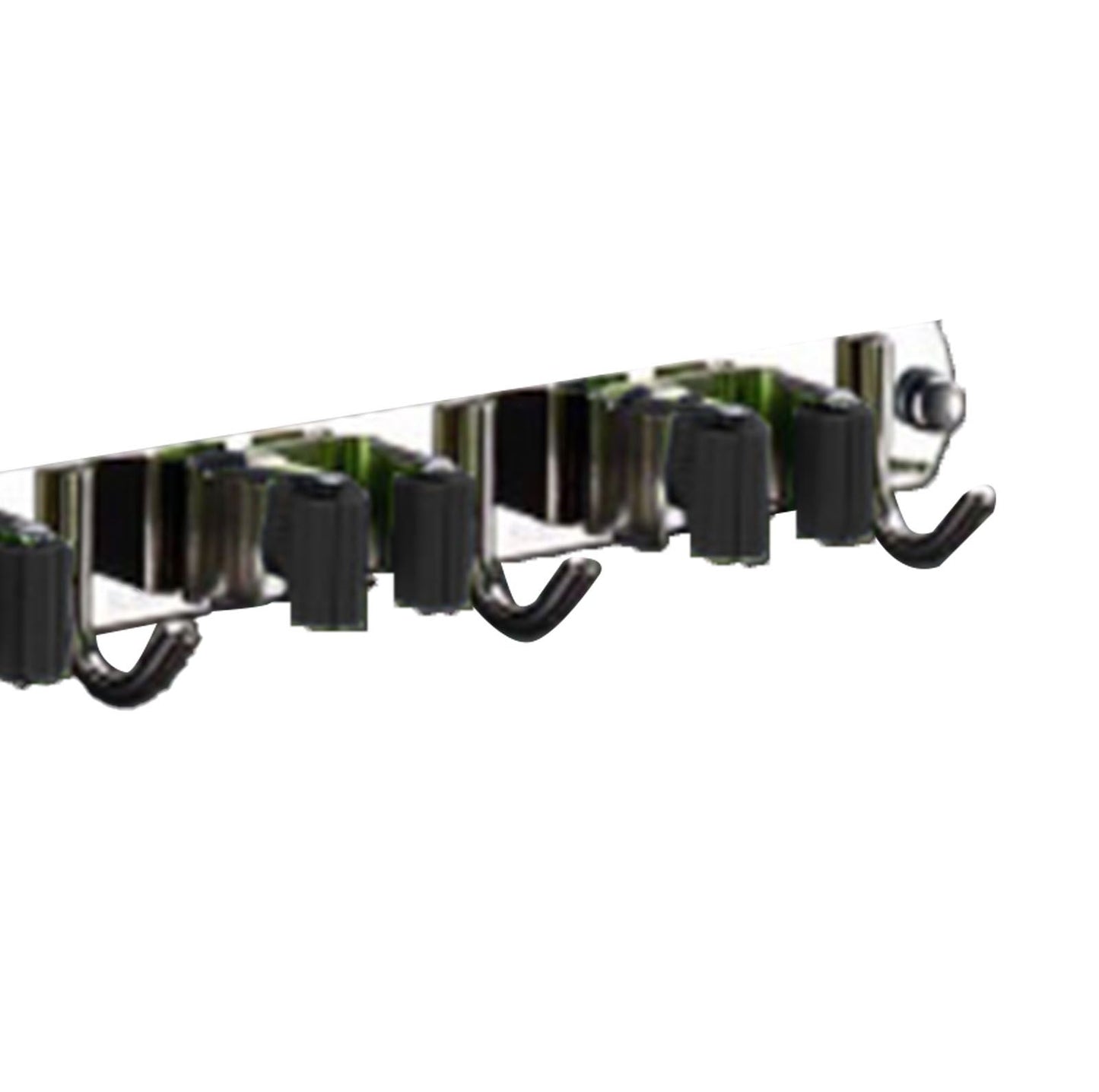 Punch Free Wall Mount Mop Broom Holder 4 Clips 5 Hooks Stainless Steel Mop Broom Holder Black V1294-YM0521-3117230035315