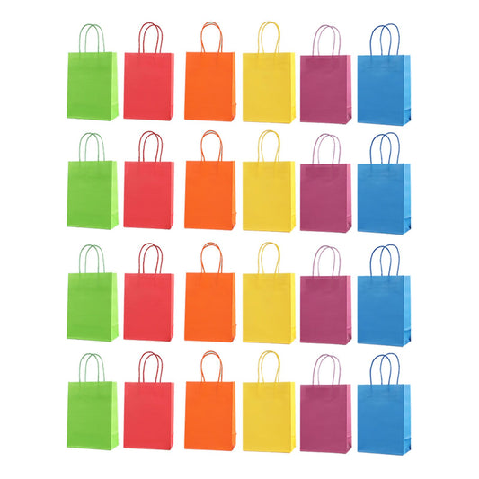 24PCS Color Paper Bags Portable Packaging Gift Bag Accessory for Shopping Birthday Parties V1294-YM0521-3117230035911