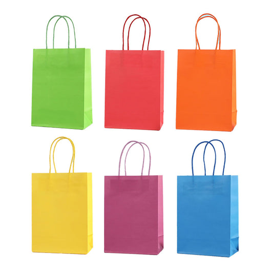 24PCS Color Paper Bags Portable Packaging Gift Bag Accessory for Shopping Birthday Parties V1294-YM0521-3117230035911