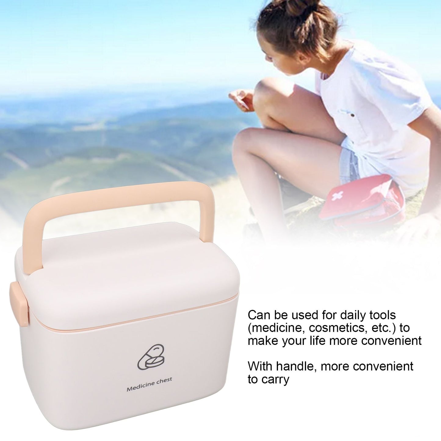 Large Medicine Storage Box Organizer Container Family Emergency Medicine Case with Removable Tray Type B V1294-YM0521-3117230036612