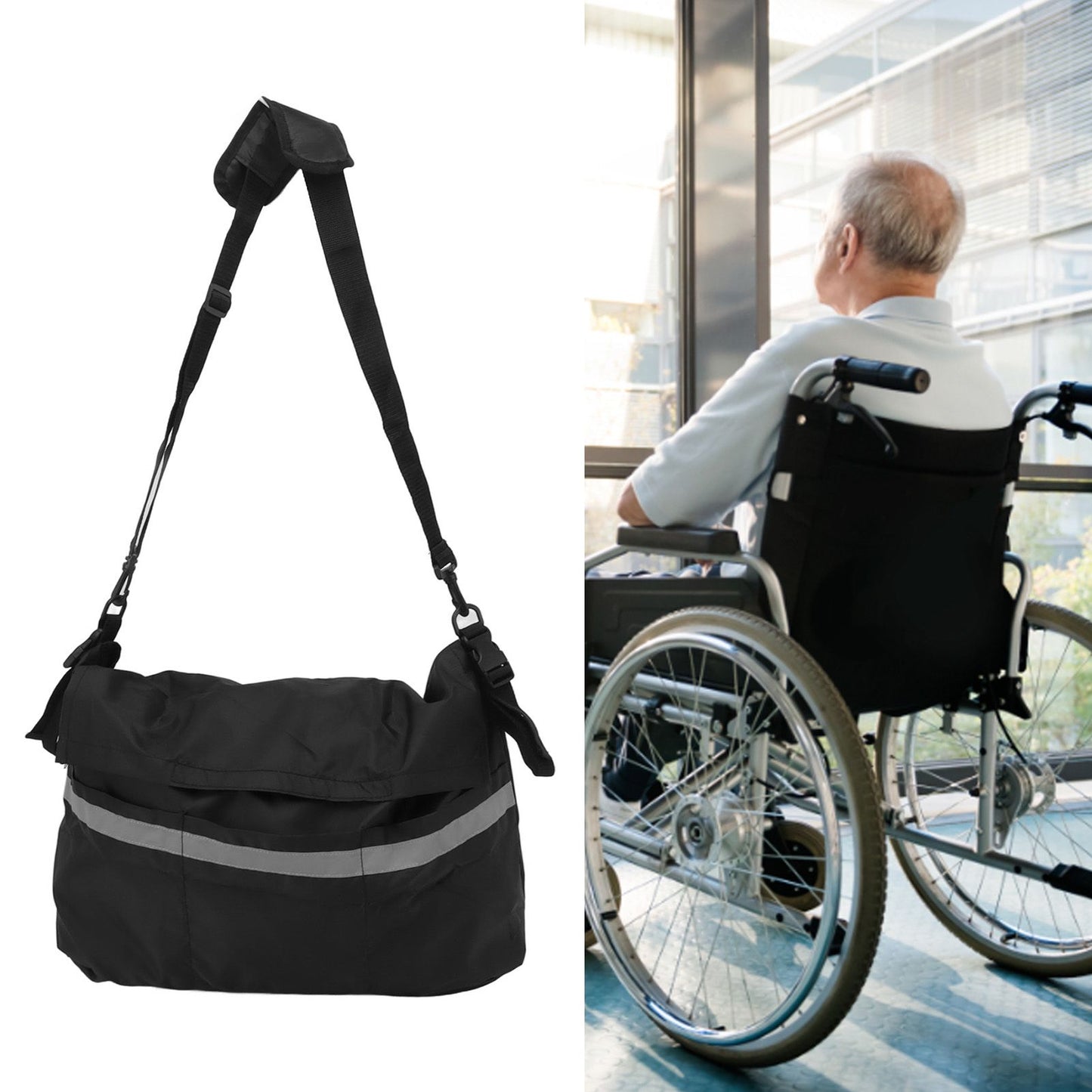 Walker Pouch Bag Polyester Foldable Wheelchair Backpack Carry Bag for Seniors Elderly V1294-YM0521-3117230038111