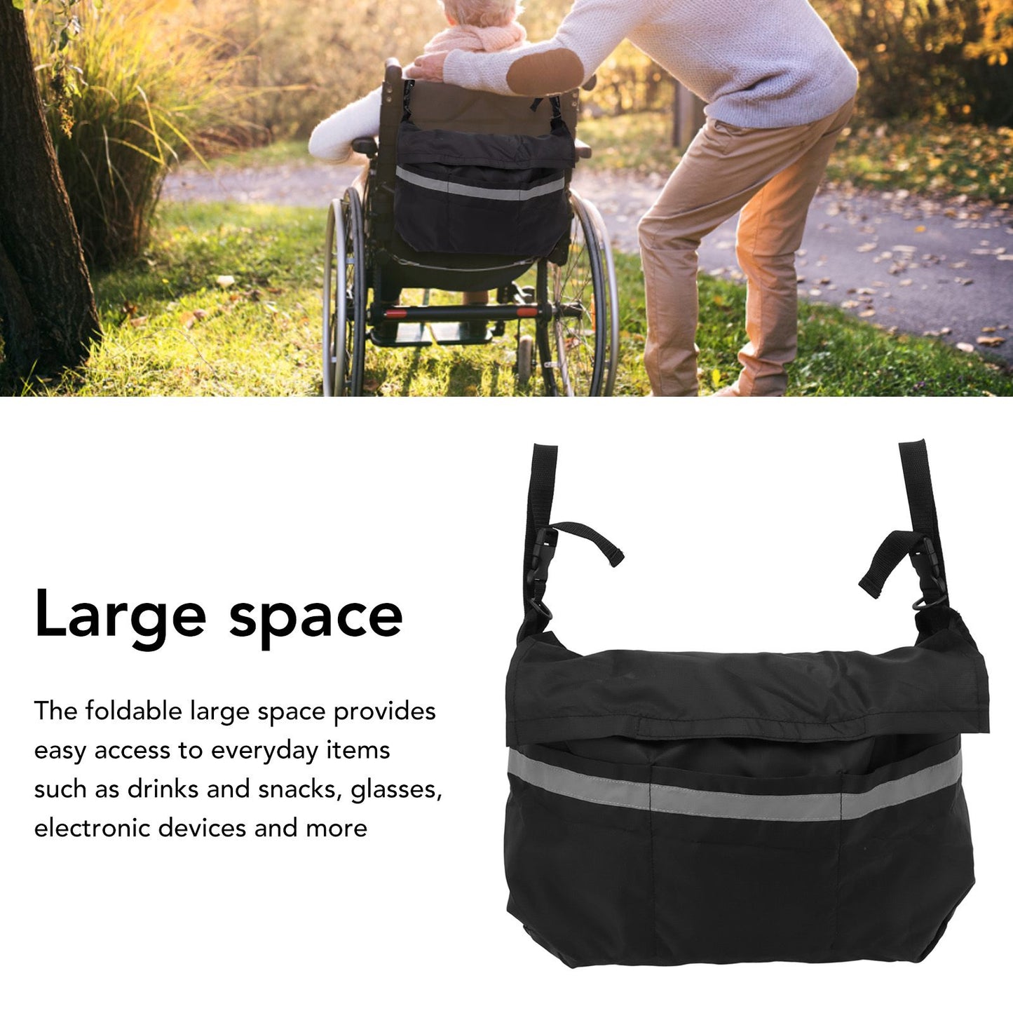 Walker Pouch Bag Polyester Foldable Wheelchair Backpack Carry Bag for Seniors Elderly V1294-YM0521-3117230038111