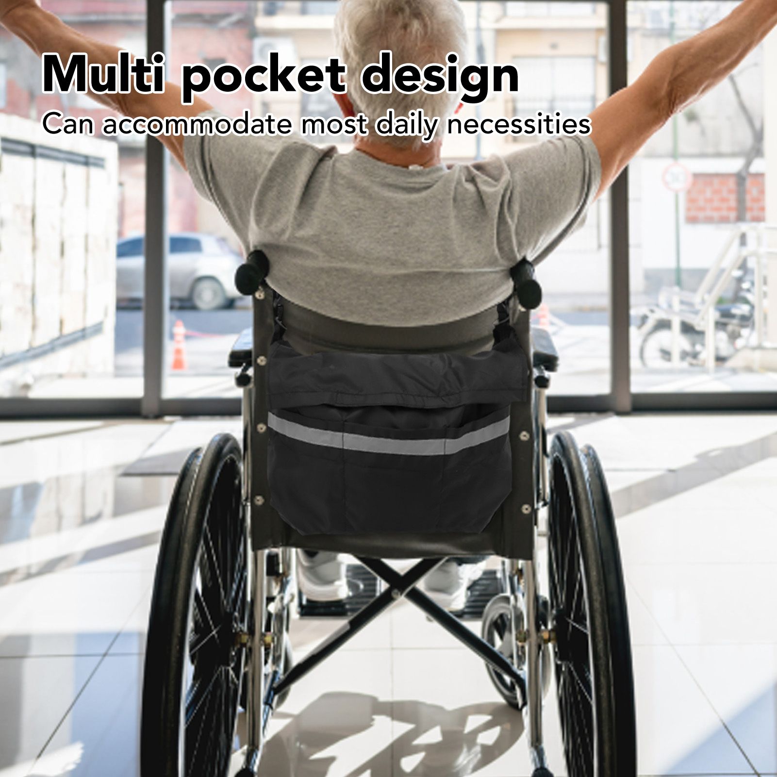 Walker Pouch Bag Polyester Foldable Wheelchair Backpack Carry Bag for Seniors Elderly V1294-YM0521-3117230038111