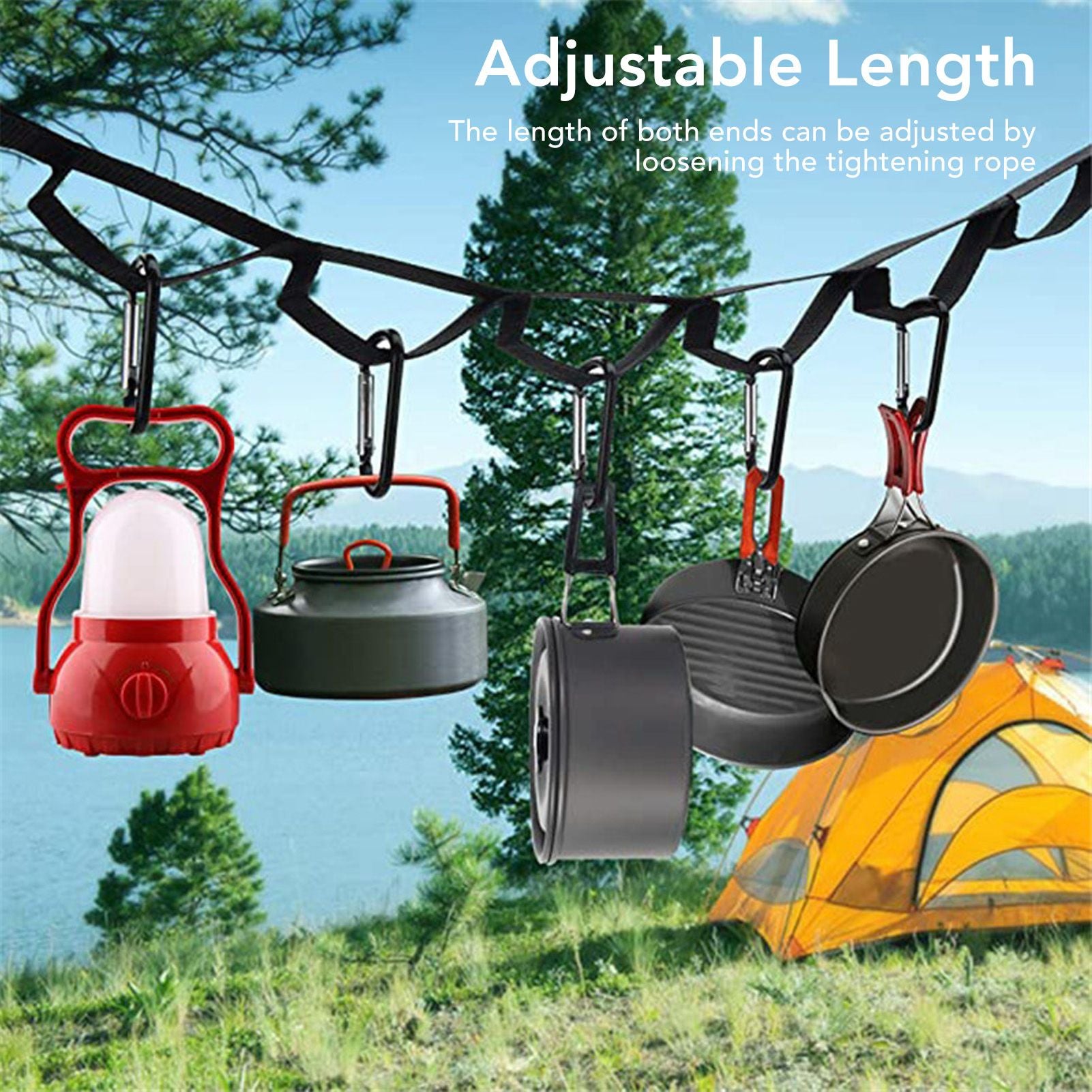 Camping Clothesline Multifunctional Nylon Laundry Clothesline Drying Line for Travel Garden Garage V1294-YM0521-3117230038411