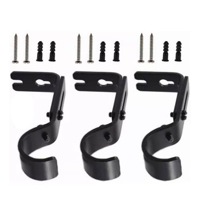 3PCS Adjustable Curtain Rod Brackets Iron Curtain Rod Support Hanger for Wall Black V1294-YM0521-3117230040311