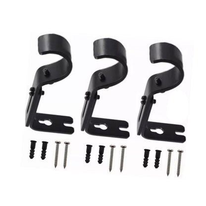 3PCS Adjustable Curtain Rod Brackets Iron Curtain Rod Support Hanger for Wall Black V1294-YM0521-3117230040311