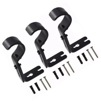 3PCS Adjustable Curtain Rod Brackets Iron Curtain Rod Support Hanger for Wall Black V1294-YM0521-3117230040311