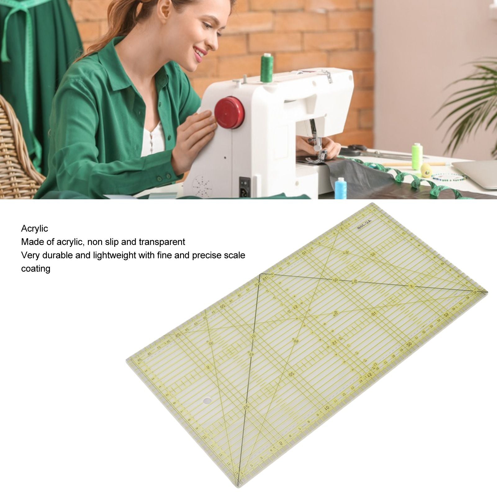 Acrylic Quilt Ruler DIY Precise Scale Transparent Quilting Ruler for Sewing Measuring Patchwork V1294-YM0521-3117230040811