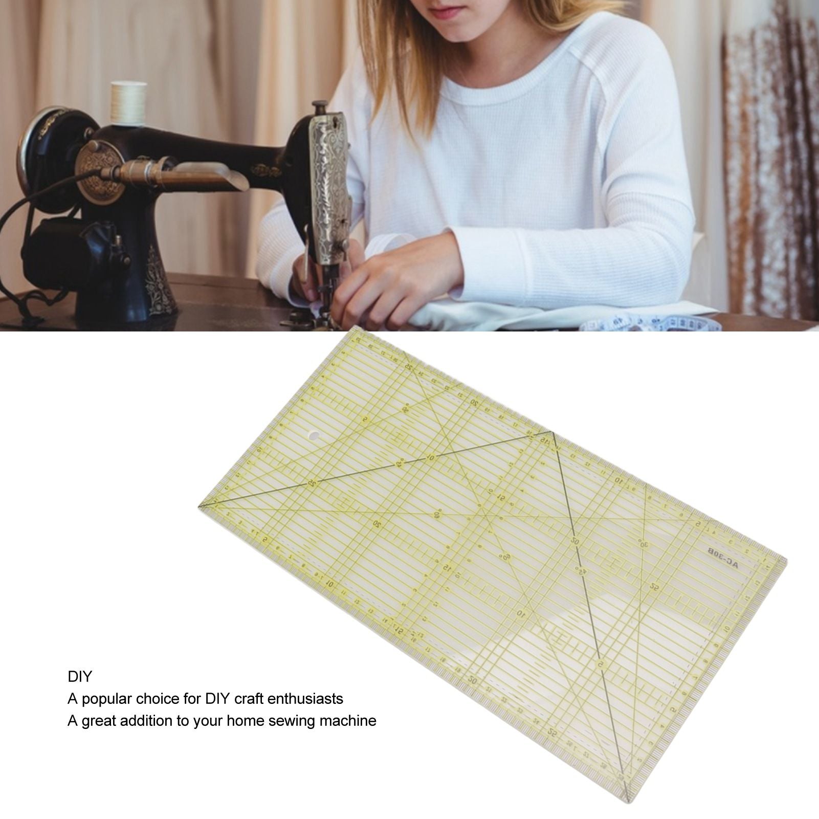 Acrylic Quilt Ruler DIY Precise Scale Transparent Quilting Ruler for Sewing Measuring Patchwork V1294-YM0521-3117230040811