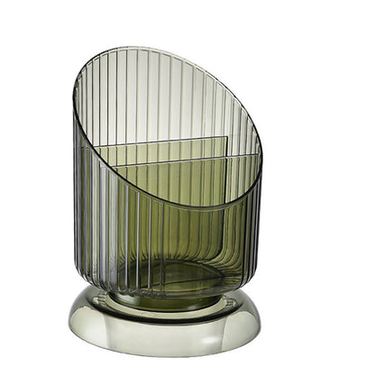 Makeup Brush Holder Organizer Plastic Transparent Round Makeup Brush Storage Holder Cup for Pen Pencil Green V1294-YM0521-3117230041811