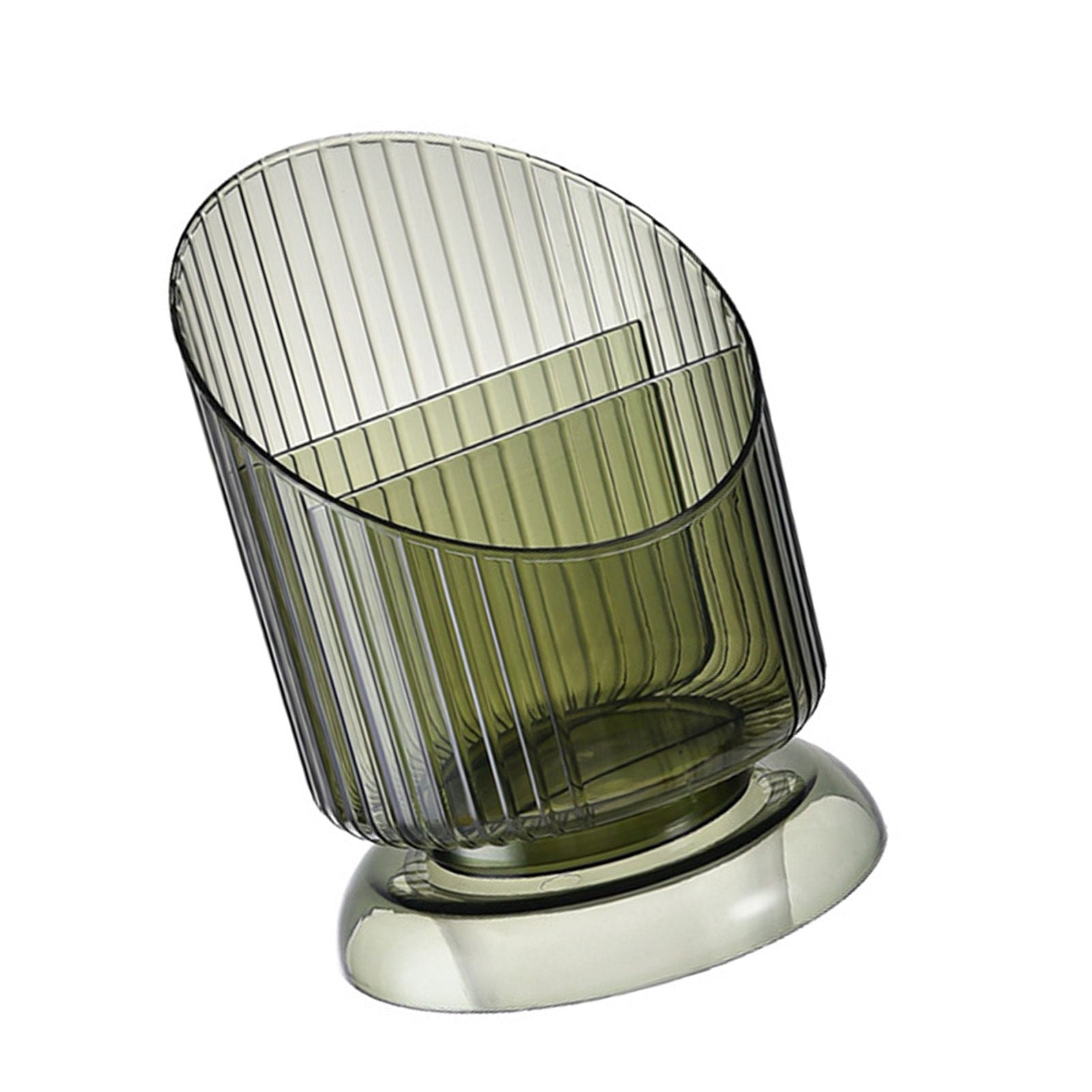 Makeup Brush Holder Organizer Plastic Transparent Round Makeup Brush Storage Holder Cup for Pen Pencil Green V1294-YM0521-3117230041811