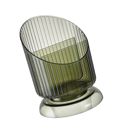 Makeup Brush Holder Organizer Plastic Transparent Round Makeup Brush Storage Holder Cup for Pen Pencil Green V1294-YM0521-3117230041811