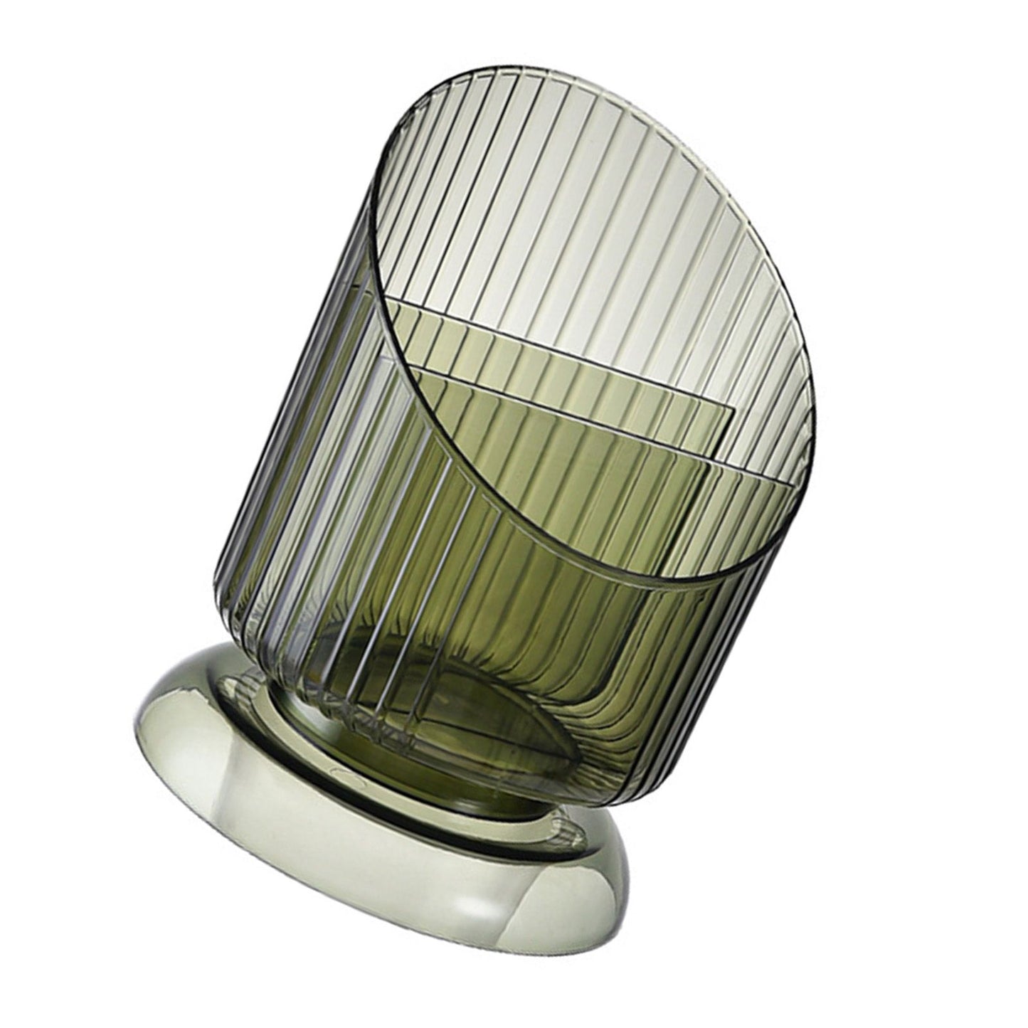Makeup Brush Holder Organizer Plastic Transparent Round Makeup Brush Storage Holder Cup for Pen Pencil Green V1294-YM0521-3117230041811