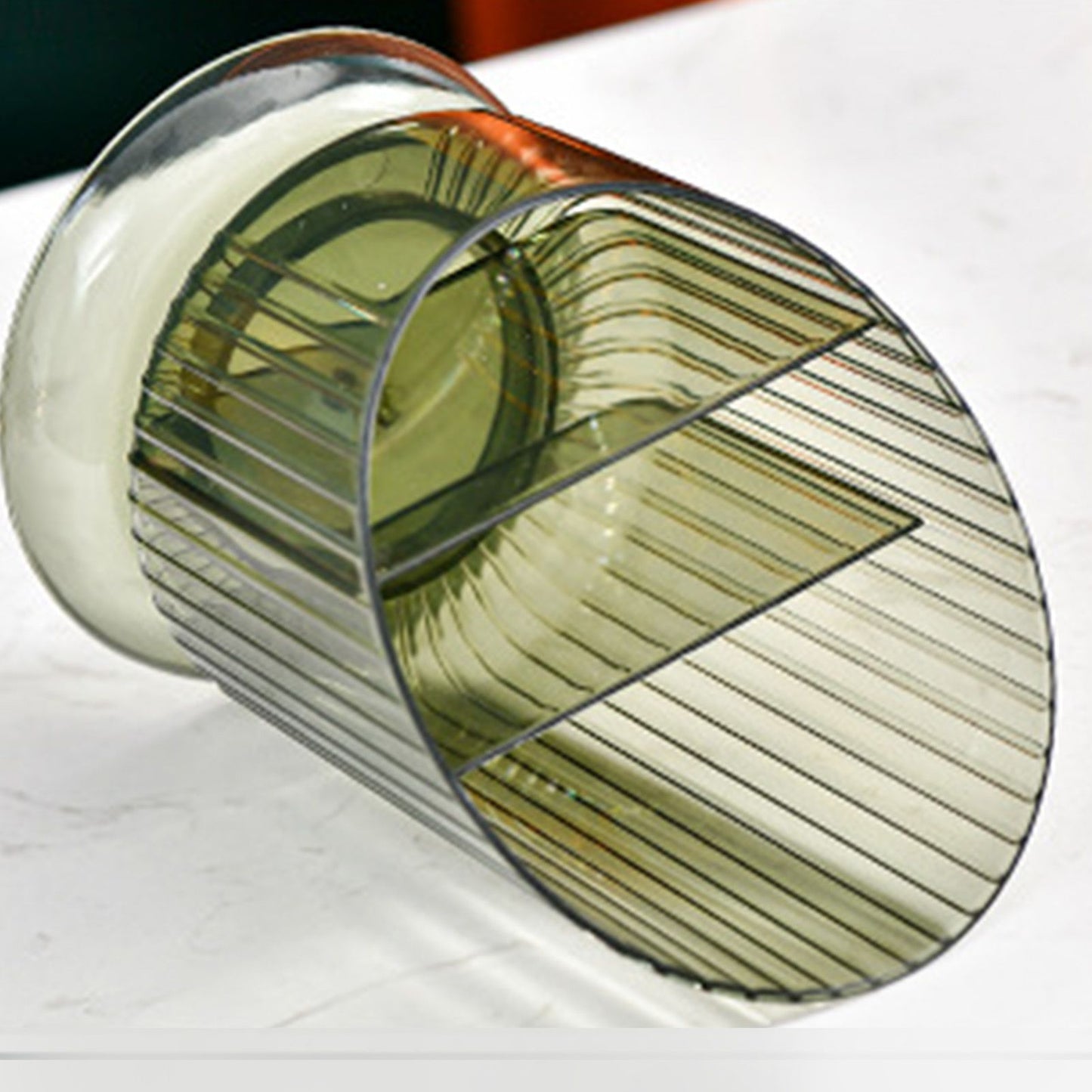 Makeup Brush Holder Organizer Plastic Transparent Round Makeup Brush Storage Holder Cup for Pen Pencil Green V1294-YM0521-3117230041811