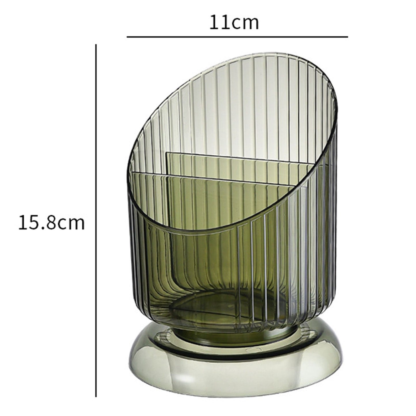 Makeup Brush Holder Organizer Plastic Transparent Round Makeup Brush Storage Holder Cup for Pen Pencil Green V1294-YM0521-3117230041811