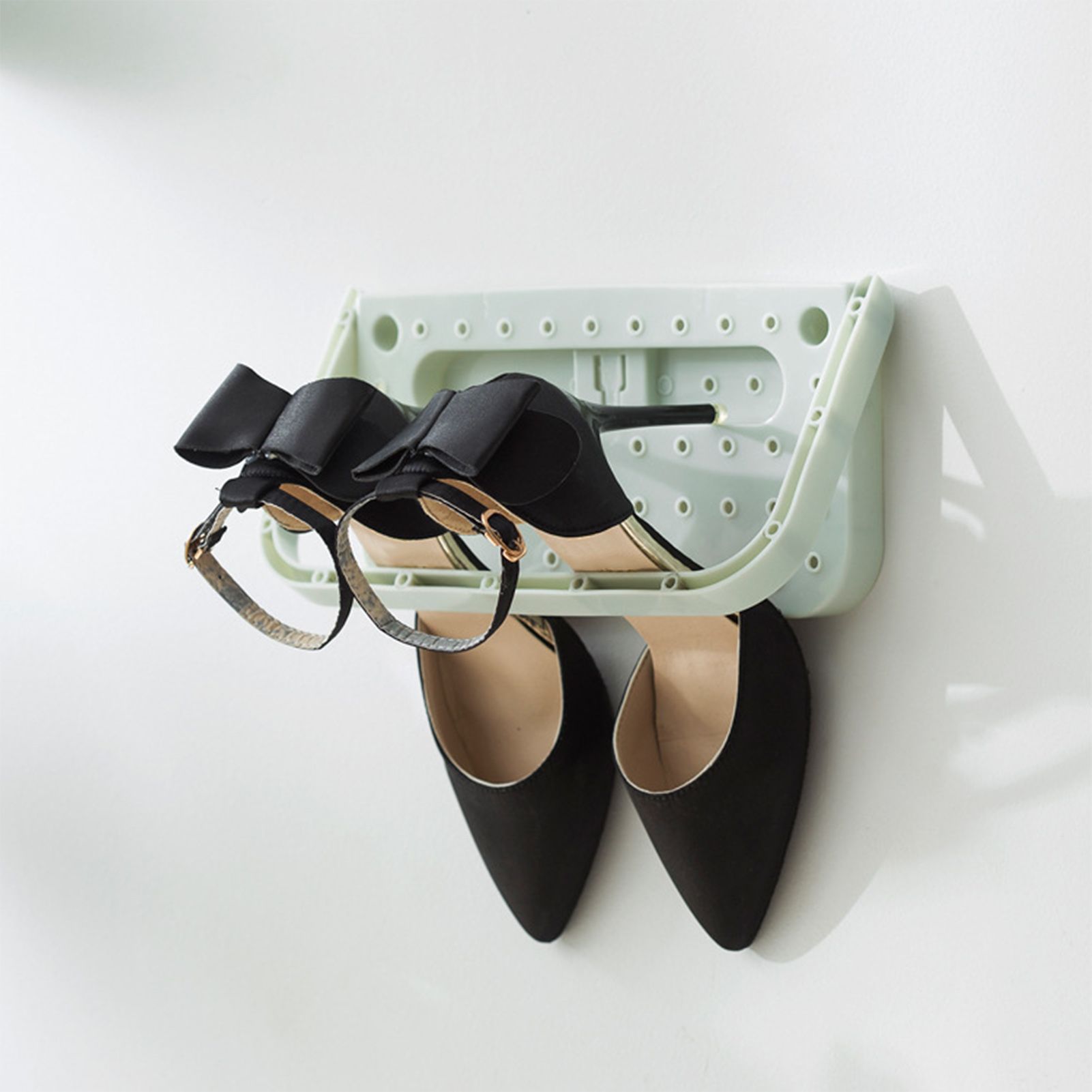 Wall Mounted Shoes Rack Adhesive Foldable Space Saving PP Door Shoe Hanger for Bathroom Blue Free Size V1294-YM0521-3117230042613