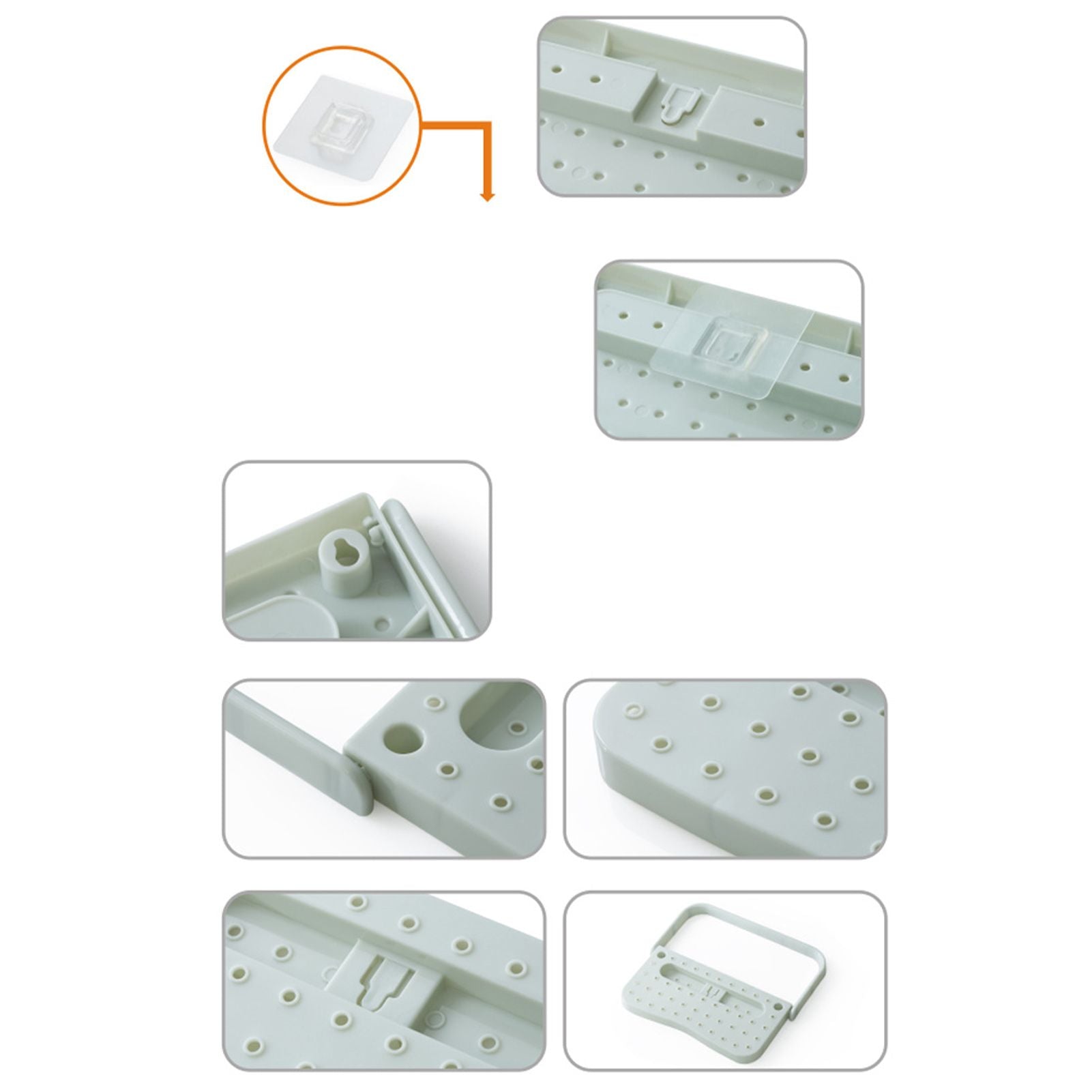 Wall Mounted Shoes Rack Adhesive Foldable Space Saving PP Door Shoe Hanger for Bathroom Blue Free Size V1294-YM0521-3117230042613