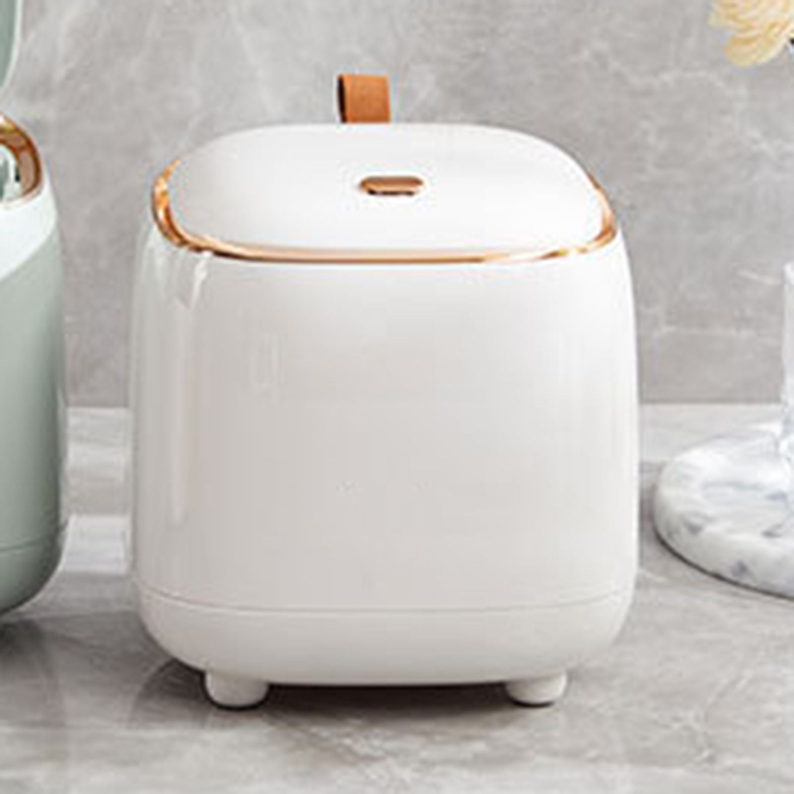 Push Type Desktop Trash Bin with Lid Fashionable Double Layer Large Opening Garbage Container for Living Room V1294-YM0521-3117230042911