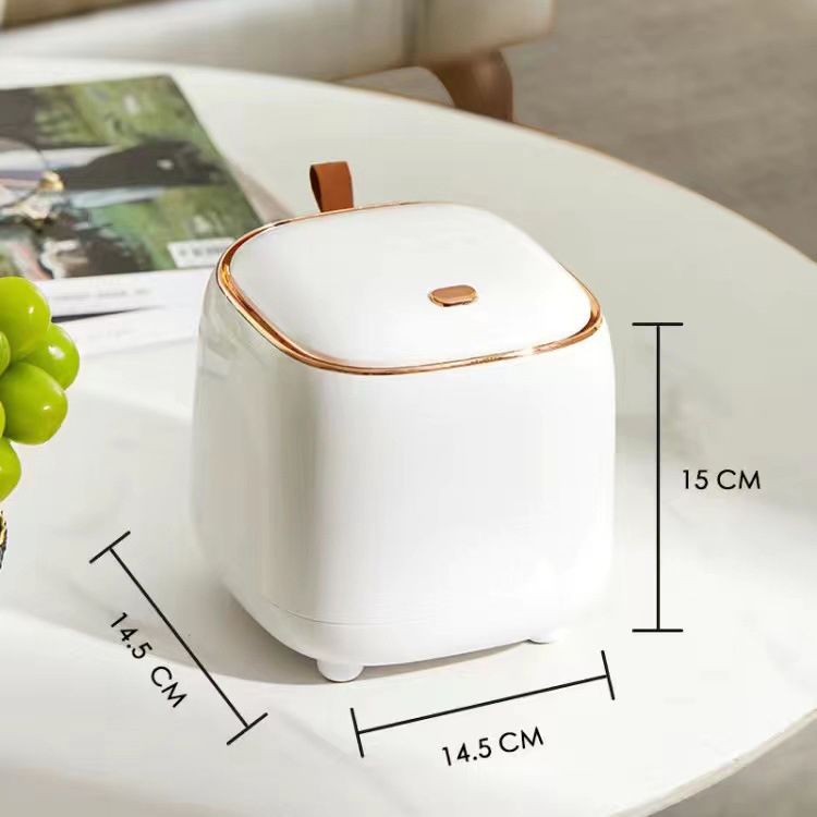 Push Type Desktop Trash Bin with Lid Fashionable Double Layer Large Opening Garbage Container for Living Room V1294-YM0521-3117230042911