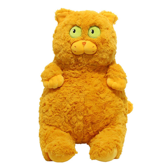 Cat Plush Toy Cute Soft Skin Friendly Fluffy Staring Short Plush Cat Hugging Sleeping Pillow for Home Brown V1294-YM0521-3117230043013