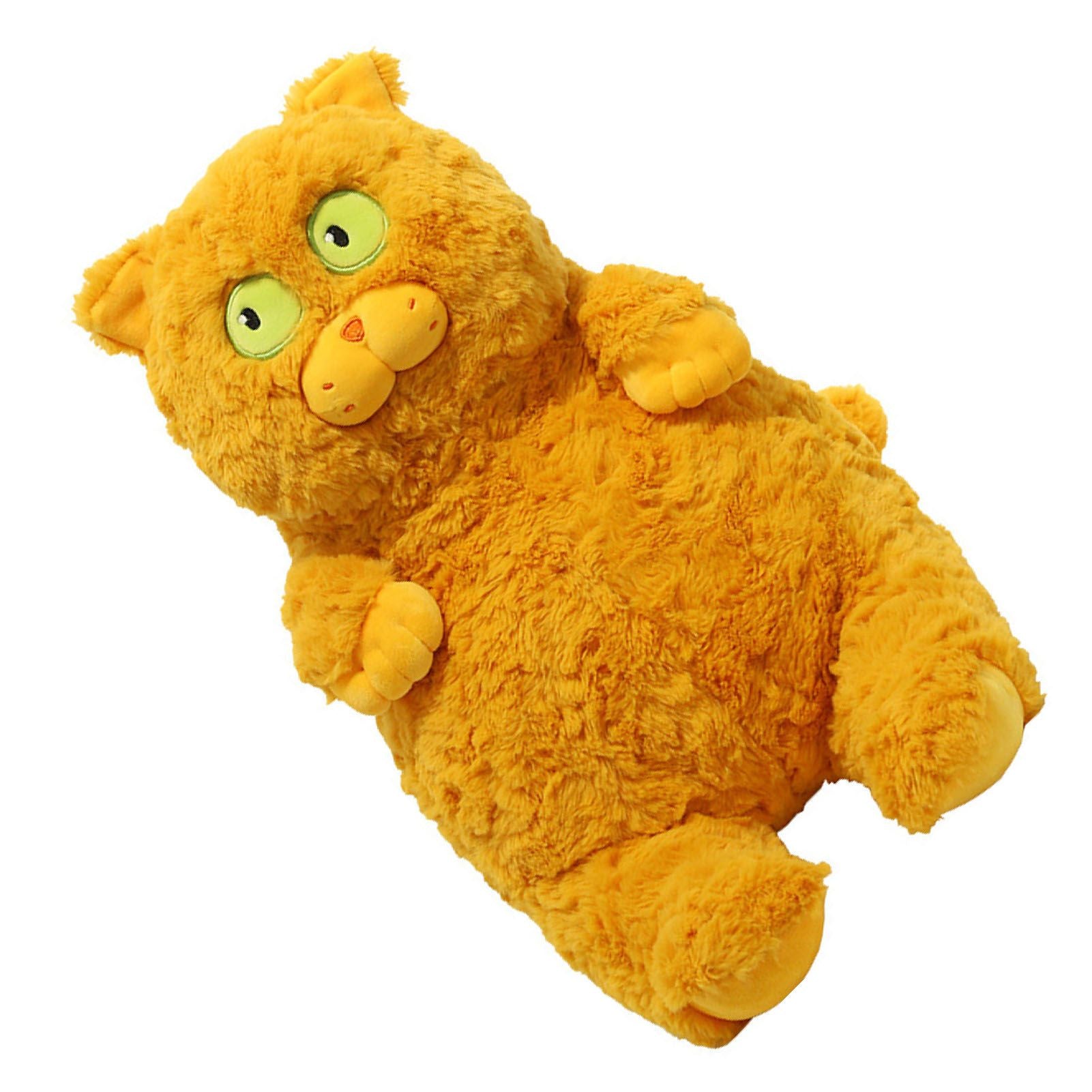 Cat Plush Toy Cute Soft Skin Friendly Fluffy Staring Short Plush Cat Hugging Sleeping Pillow for Home Brown V1294-YM0521-3117230043013