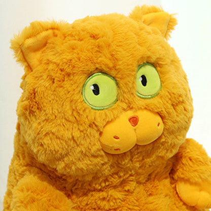 Cat Plush Toy Cute Soft Skin Friendly Fluffy Staring Short Plush Cat Hugging Sleeping Pillow for Home Brown V1294-YM0521-3117230043013